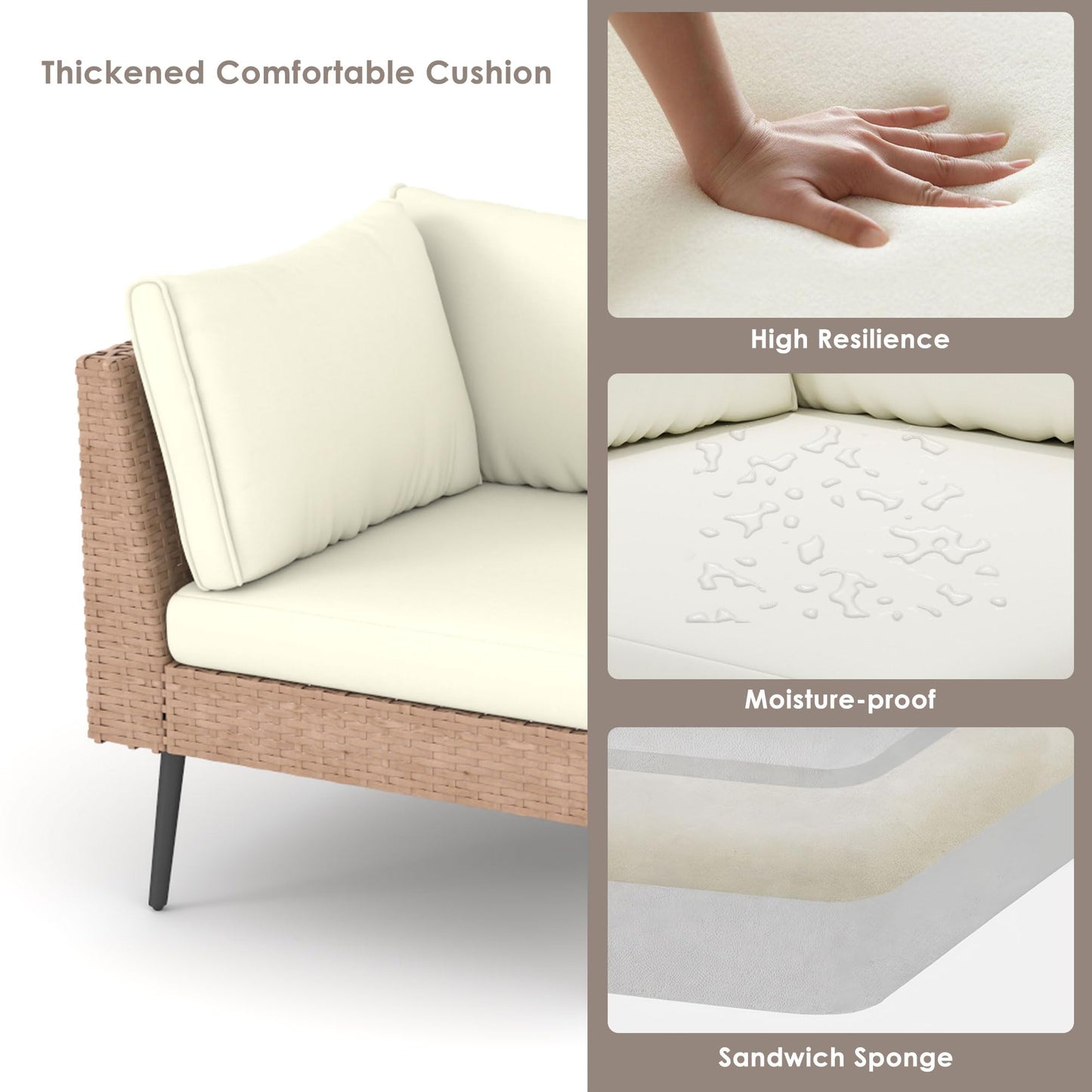 ENSTVER Outdoor Patio Sectional Furniture Set, 8 Piece Wicker Conversation Patio Furniture Wtih Extra Waterproof Cover and Thick Cushions for Garden, Backyard(Beige) - CookCave