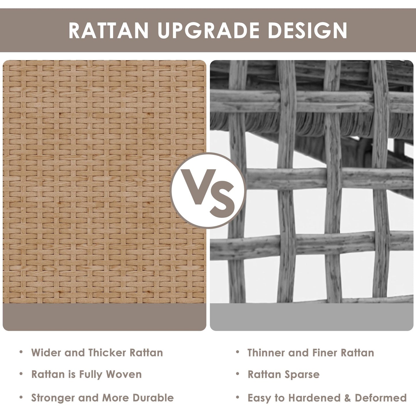 ENSTVER Outdoor Patio Sectional Furniture Set, 8 Piece Wicker Conversation Patio Furniture Wtih Extra Waterproof Cover and Thick Cushions for Garden, Backyard(Beige) - CookCave