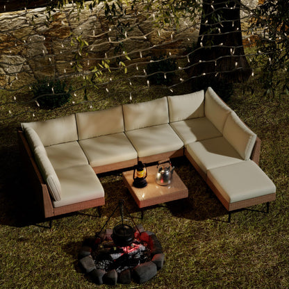 ENSTVER Outdoor Patio Sectional Furniture Set, 8 Piece Wicker Conversation Patio Furniture Wtih Extra Waterproof Cover and Thick Cushions for Garden, Backyard - CookCave