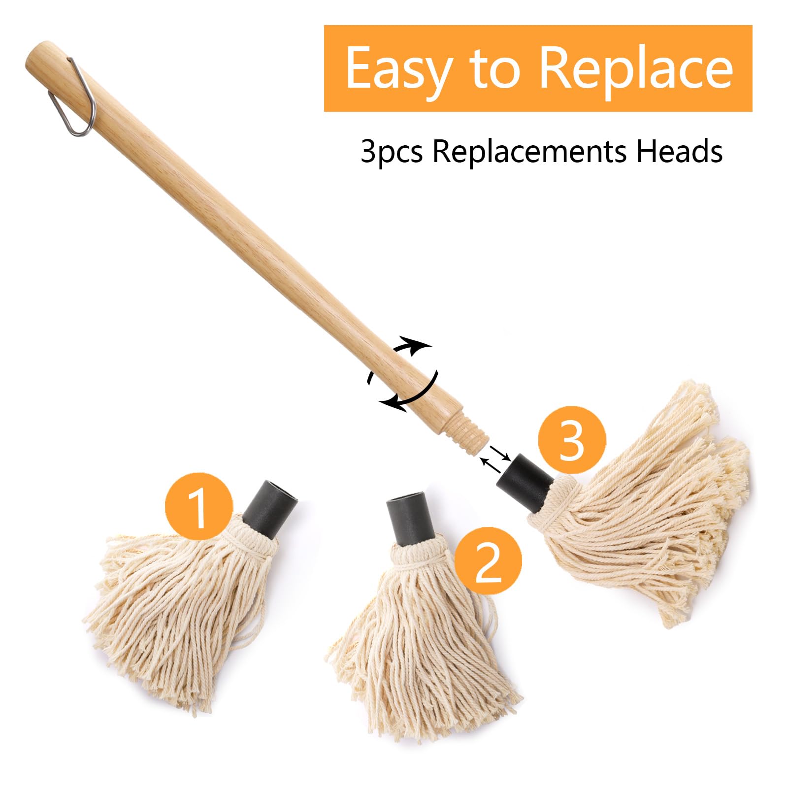 Eorbow Cast Iron Sauce Pot and BBQ Mop Brush Set for Grilling, 4 Pcs Barbecue Accessories Include Basting Melting Saucepan, Wooden Sauce Mop with 2 Replacements for Meat Smoker, Grill, Stove - CookCave