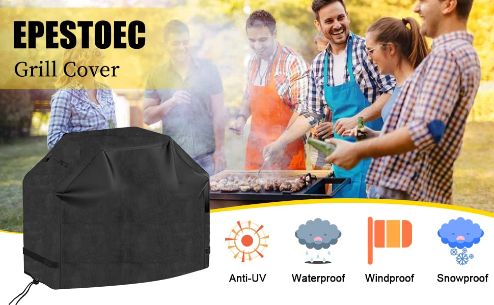 EPESTOEC Grill Cover, Cover for Outdoor Grill,BBQ Waterproof & UV Resistant, Gas Convenient Durable Ripstop, Weber, Char Broil, Nexgrill and More Grills 58 Inch Black - CookCave