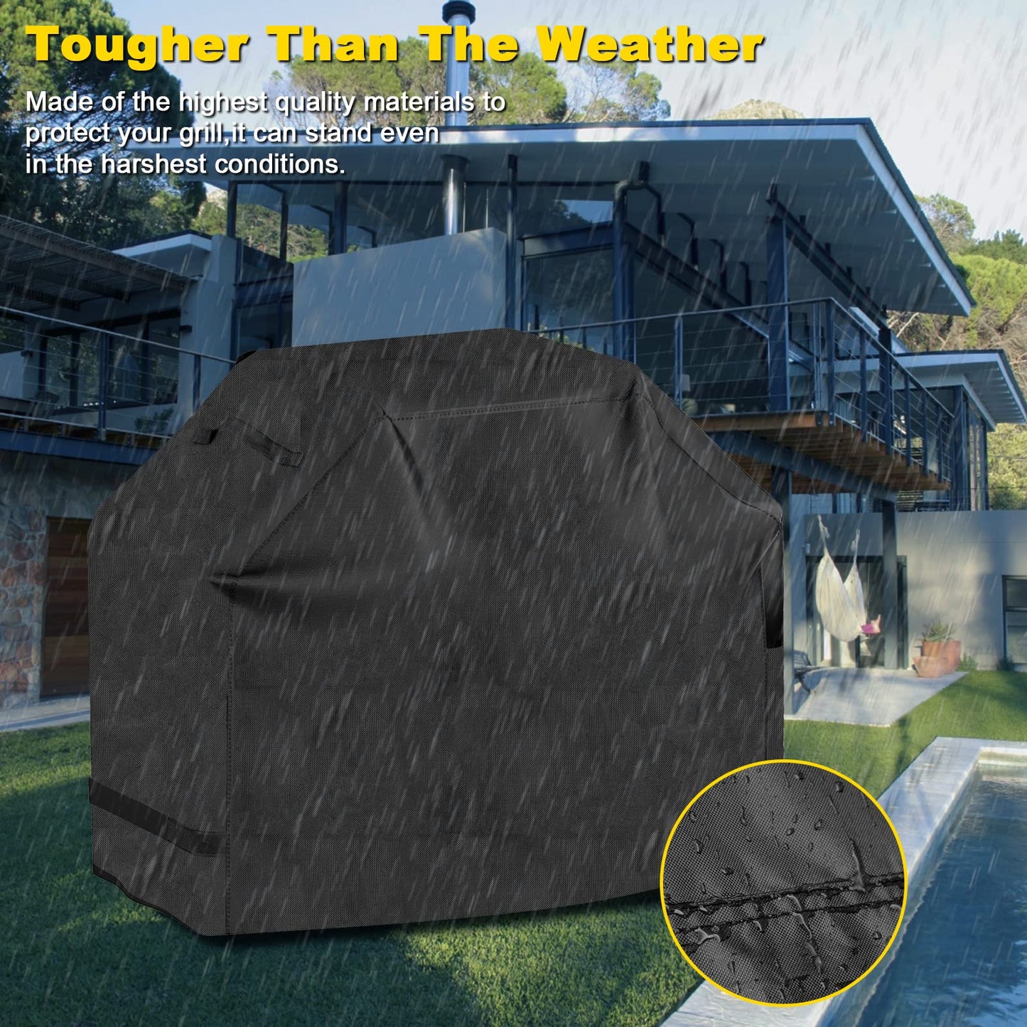 EPESTOEC Grill Cover, Cover for Outdoor Grill,BBQ Waterproof & UV Resistant, Gas Convenient Durable Ripstop, Weber, Char Broil, Nexgrill and More Grills 58 Inch Black - CookCave