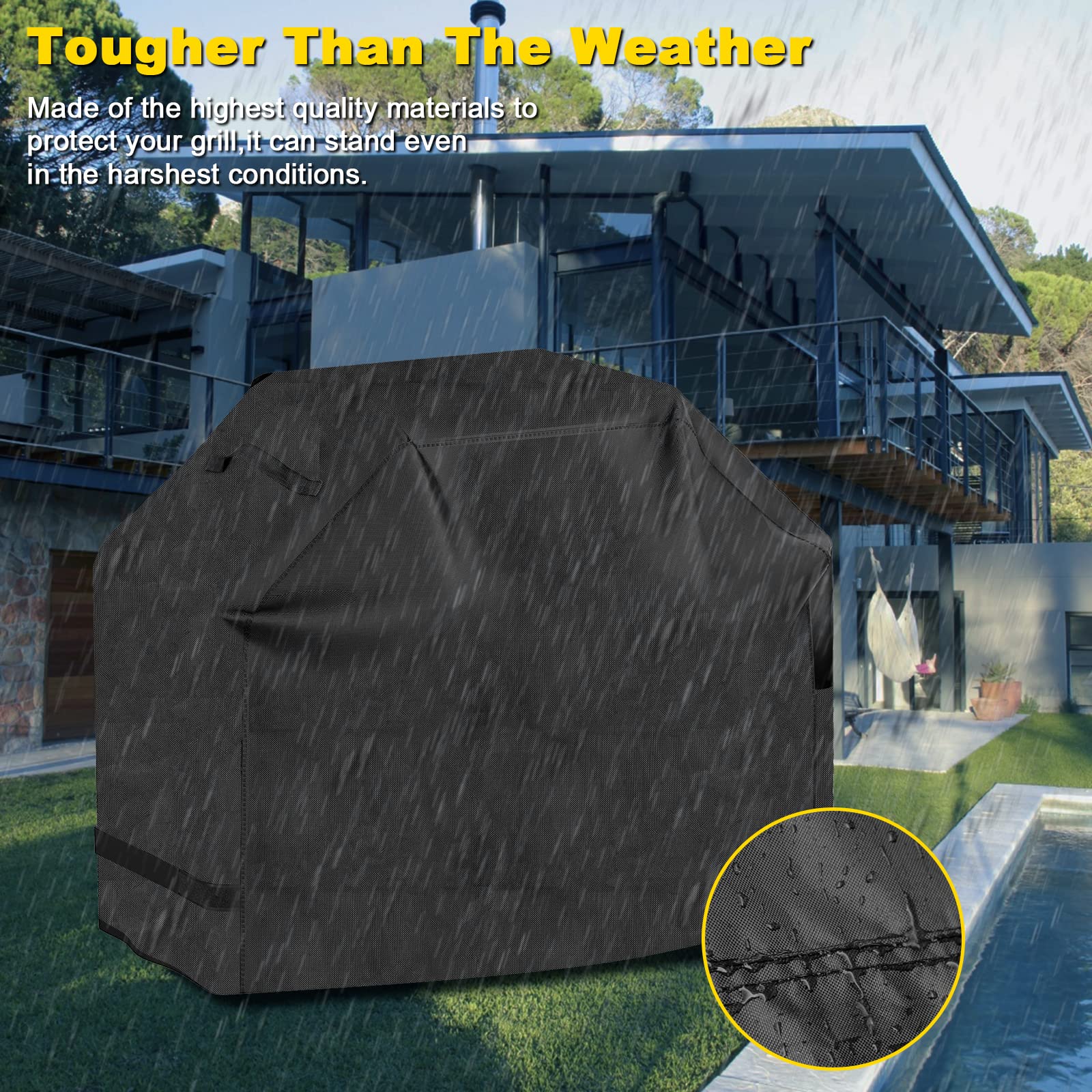 EPESTOEC Grill Cover, Cover for Outdoor Grill,BBQ Waterproof & UV Resistant, Gas Convenient Durable Ripstop, Weber, Char Broil, Nexgrill and More Grills 58 Inch Black - CookCave