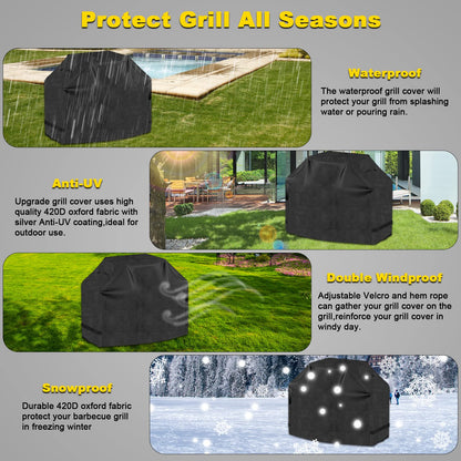 EPESTOEC Grill Cover, Cover for Outdoor Grill,BBQ Waterproof & UV Resistant, Gas Convenient Durable Ripstop, Weber, Char Broil, Nexgrill and More Grills 58 Inch Black - CookCave