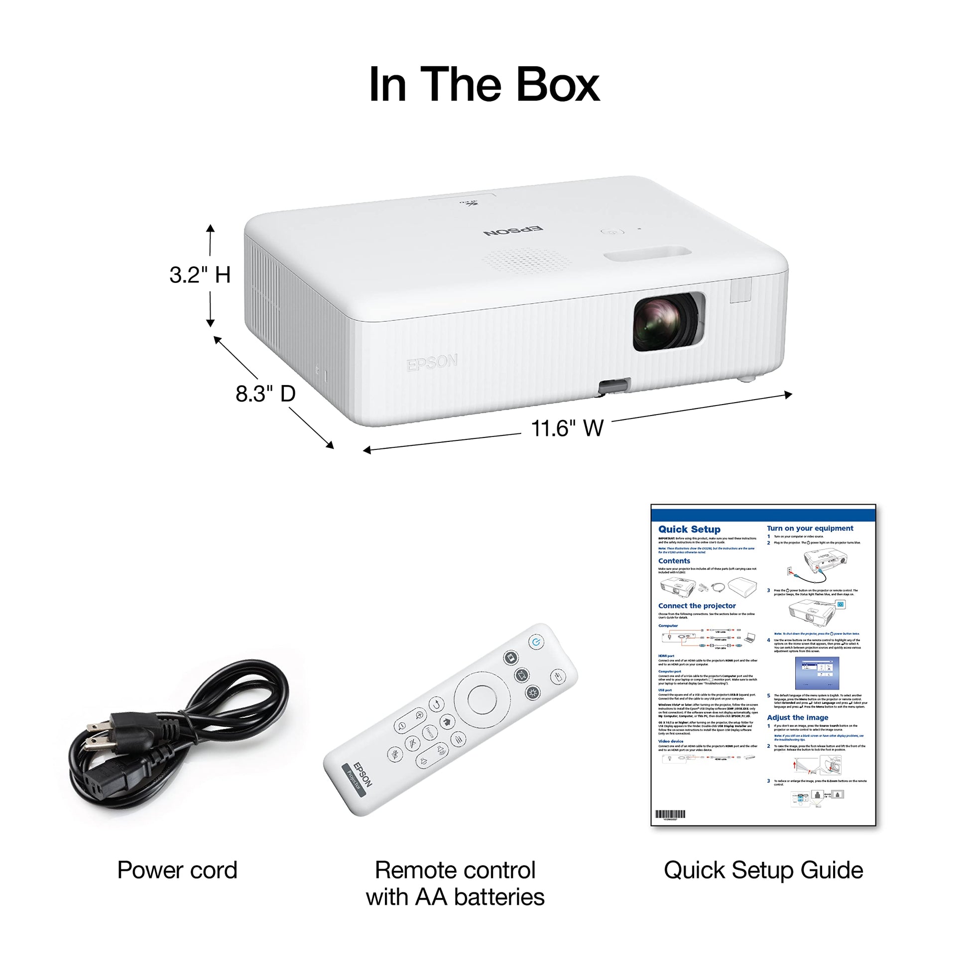 Epson EpiqVision Flex CO-W01 Portable Projector, 3-Chip 3LCD, Widescreen, 3,000 Lumens Color/White Brightness, 5 W Speaker, 300-Inch Home Entertainment and Work, Streaming Ready - CookCave