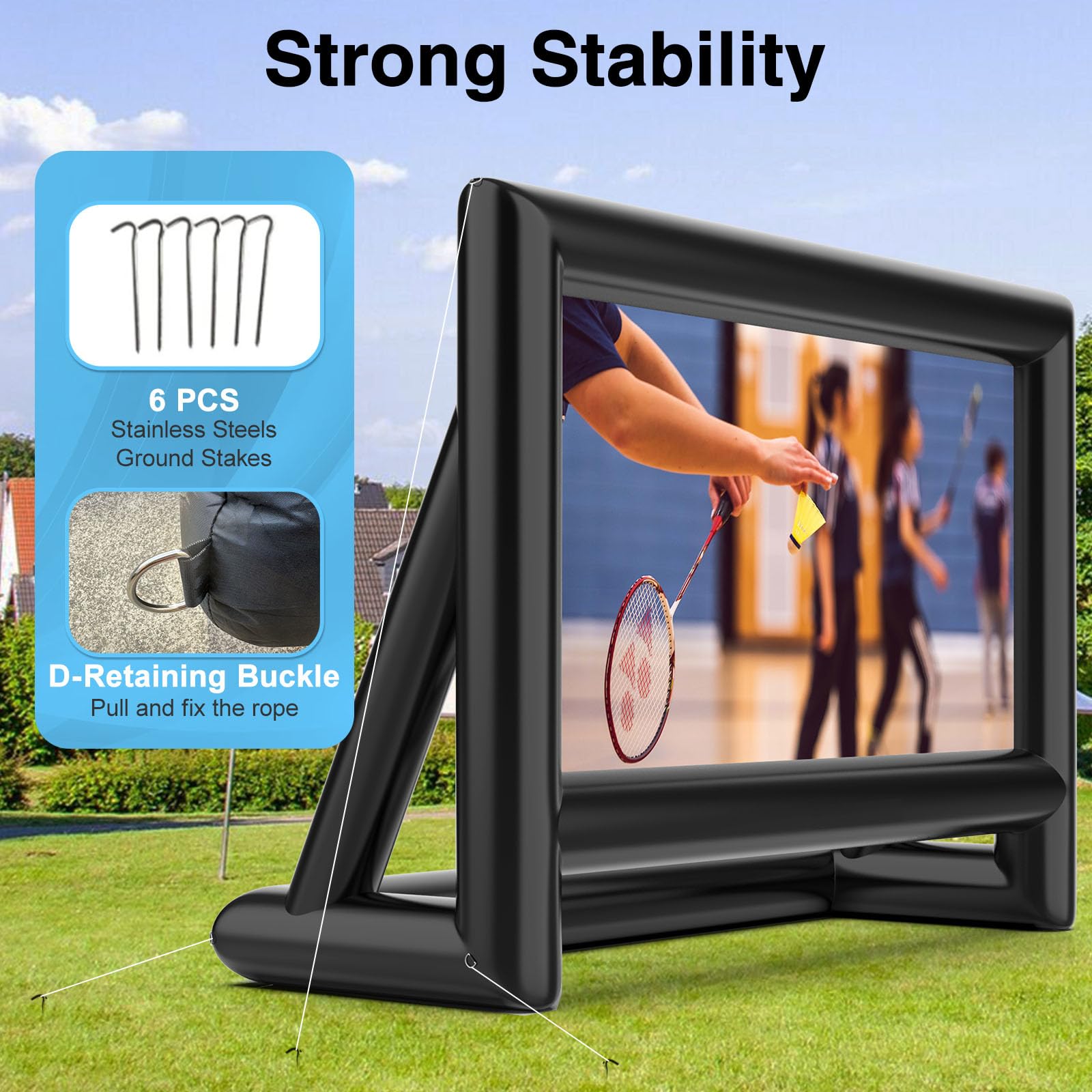 Estgora 19FT Inflatable Projector Screen for Outside Movie Nights Blow Up Projection Screen with Air Blower for Outdoor Home Theater Use Pool Backyards Party Fun, Support Front & Rear Projection - CookCave
