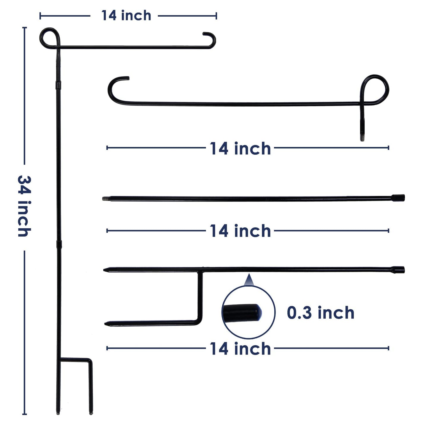 ESTTOP Garden Flag Stand, Thickened Pole Sturdy Straight Premium Metal Yard Flag Holder Weather-Proof Flagpole Seasonal Garden Flag, Christmas Garden Flag, Outdoor Decor Decoration - CookCave