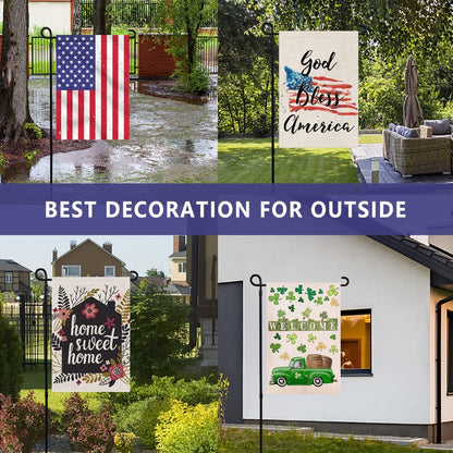 ESTTOP Garden Flag Stand, Thickened Pole Sturdy Straight Premium Metal Yard Flag Holder Weather-Proof Flagpole Seasonal Garden Flag, Christmas Garden Flag, Outdoor Decor Decoration - CookCave