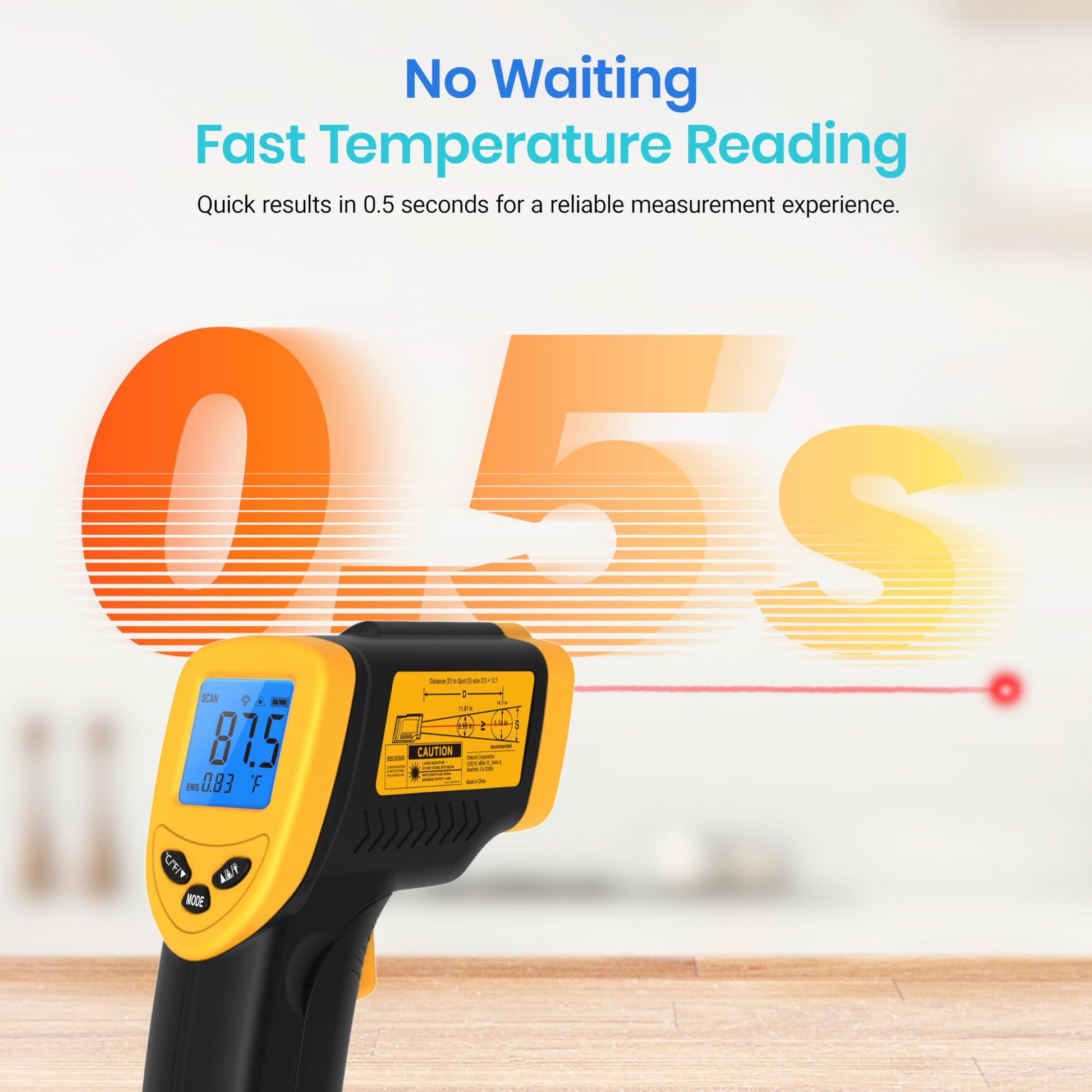 Etekcity Infrared Thermometer Laser Temperature Gun 774, Meat Food Candy Oven Thermometer for Griddle Accessories, Heat Gun for Cooking Refrigerator Tools, Yellow - CookCave