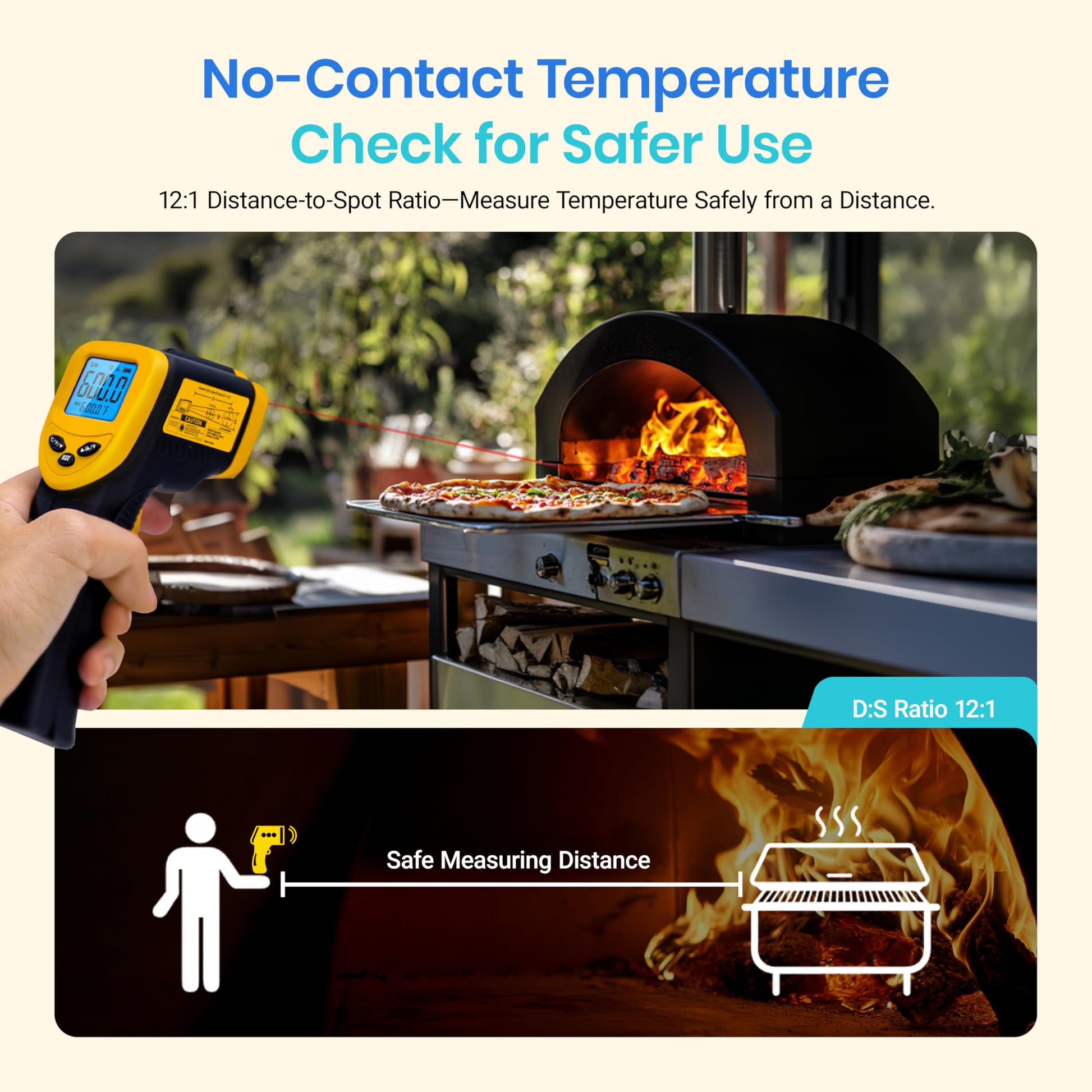 Etekcity Infrared Thermometer Laser Temperature Gun 774, Meat Food Candy Oven Thermometer for Griddle Accessories, Heat Gun for Cooking Refrigerator Tools, Yellow - CookCave