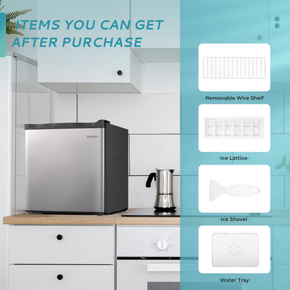 EUHOMY 1.7 Cu.Ft Mini Fridge with Freezer, Reversible Single Door Compact Refrigerator, Adjustable Thermostat, Energy Saving, Mini Fridge for Bedroom, Office, Dorm, Silver - CookCave