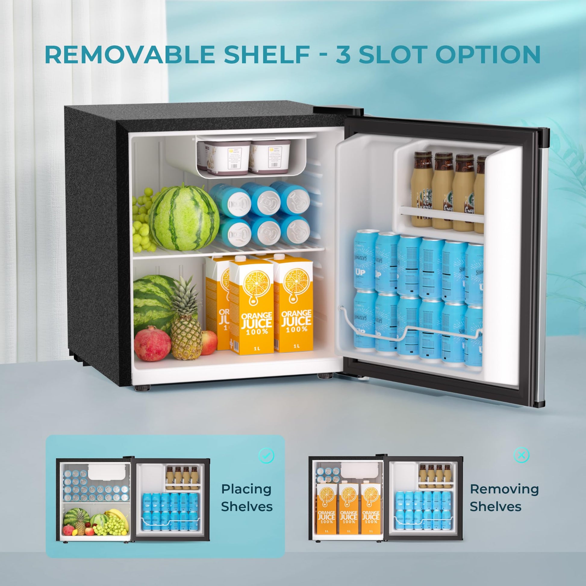 EUHOMY 1.7 Cu.Ft Mini Fridge with Freezer, Reversible Single Door Compact Refrigerator, Adjustable Thermostat, Energy Saving, Mini Fridge for Bedroom, Office, Dorm, Silver - CookCave