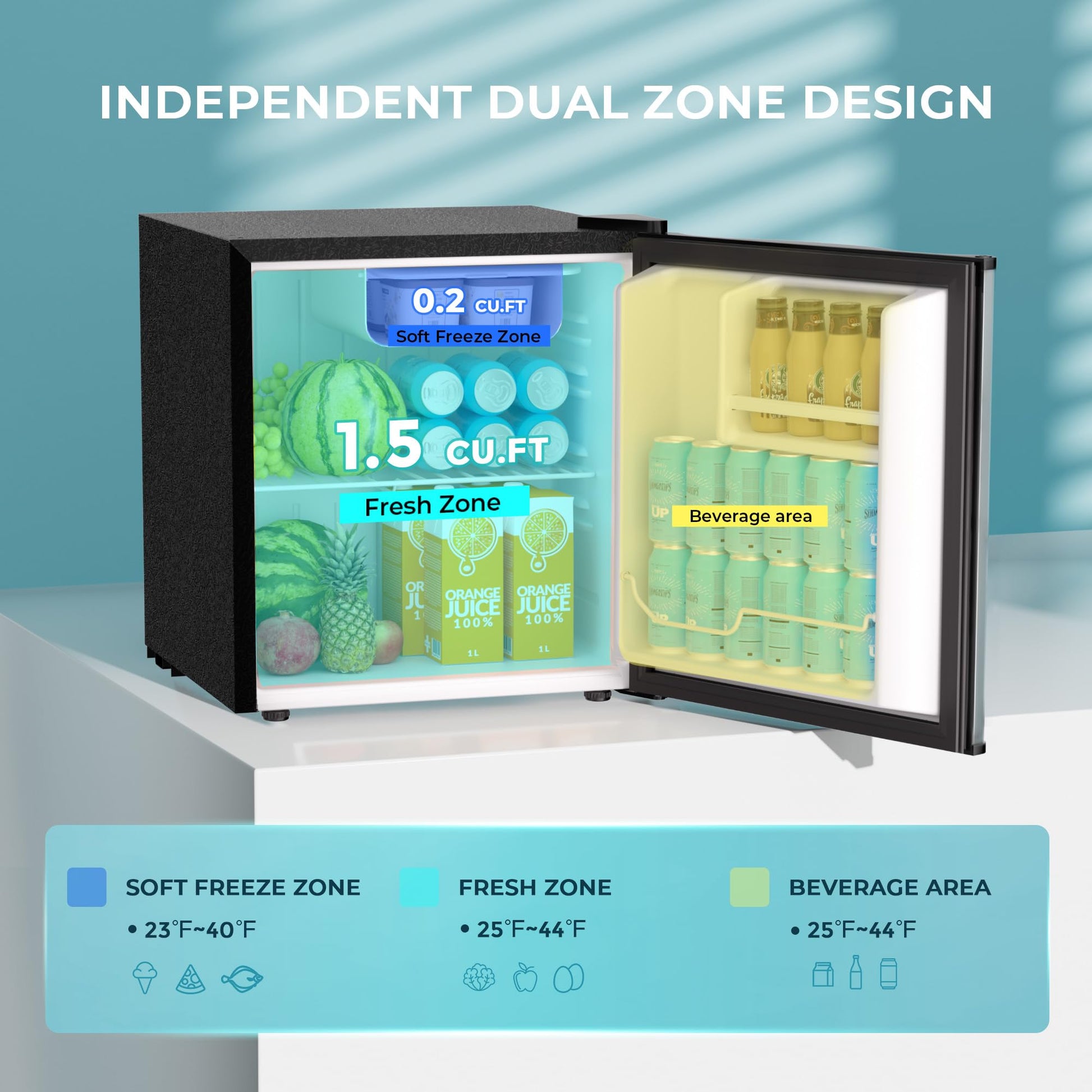 EUHOMY 1.7 Cu.Ft Mini Fridge with Freezer, Reversible Single Door Compact Refrigerator, Adjustable Thermostat, Energy Saving, Mini Fridge for Bedroom, Office, Dorm, Silver - CookCave