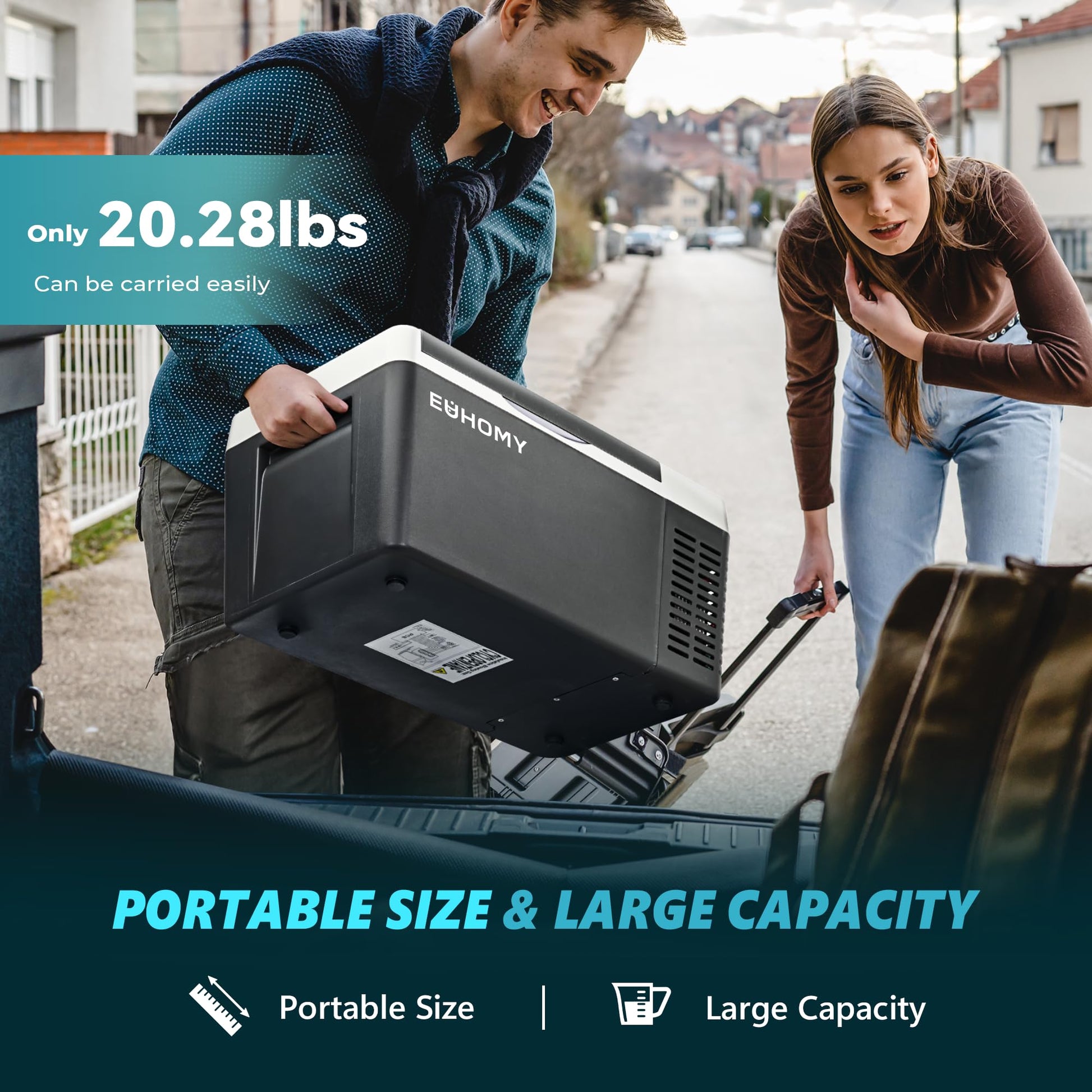 EUHOMY 12 Volt Refrigerator, 19QT(18L) Compressor Electric Cooler APP Control, Car Fridge -4℉~68℉, Portable Refrigerator 12/24V DC 110-240V AC, Portable Freezer for Camping, Travel, Boat - CookCave