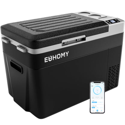 EUHOMY 12 Volt Refrigerator, 32QT(30L) Electric Cooler, Car Fridge APP Control, Car Refrigerator 12/24V DC 110-240V AC, Portable Freezer Usable Battery for Camping, Travel, Truck, Outdoor - CookCave