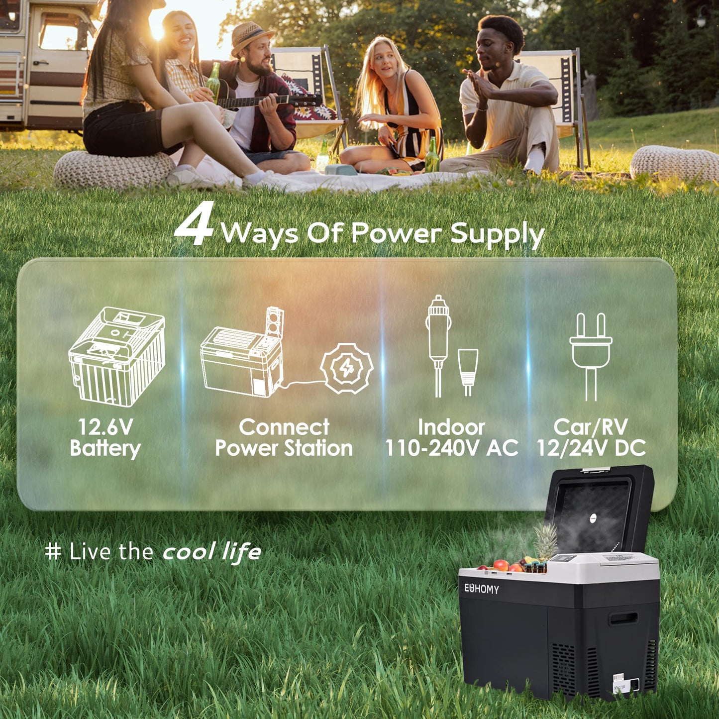 EUHOMY 12 Volt Refrigerator, 32QT(30L) Electric Cooler, Car Fridge APP Control, Car Refrigerator 12/24V DC 110-240V AC, Portable Freezer Usable Battery for Camping, Travel, Truck, Outdoor - CookCave