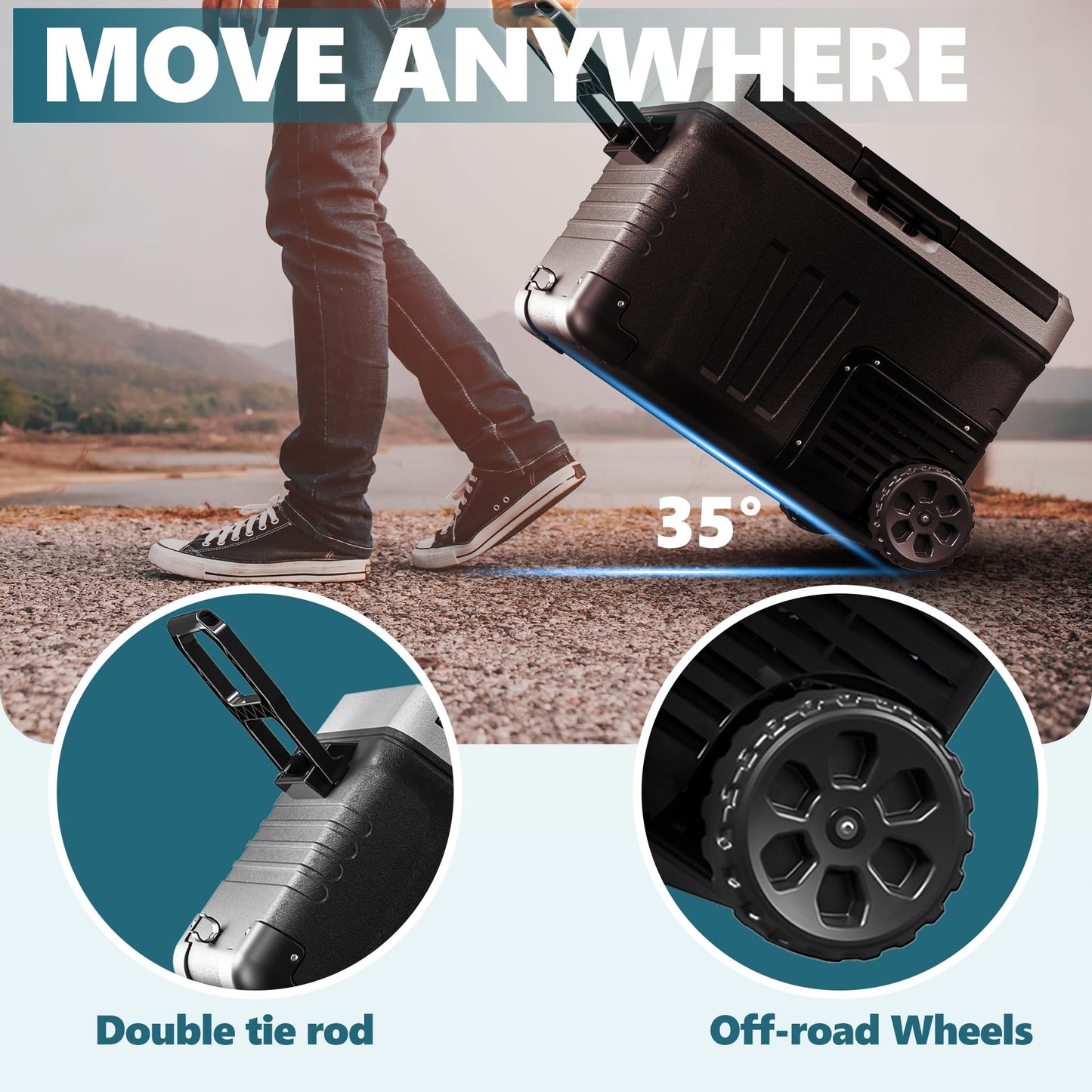 EUHOMY 12 Volt Refrigerator, 37QT(35L) Electric Cooler, Portable Freezer 12V/24V DC 110-240V AC, 12V Fridge -4℉~68℉, 12V Cooler with Wheels & 2 Baskets for Travel, Truck, Boat, Camping - CookCave