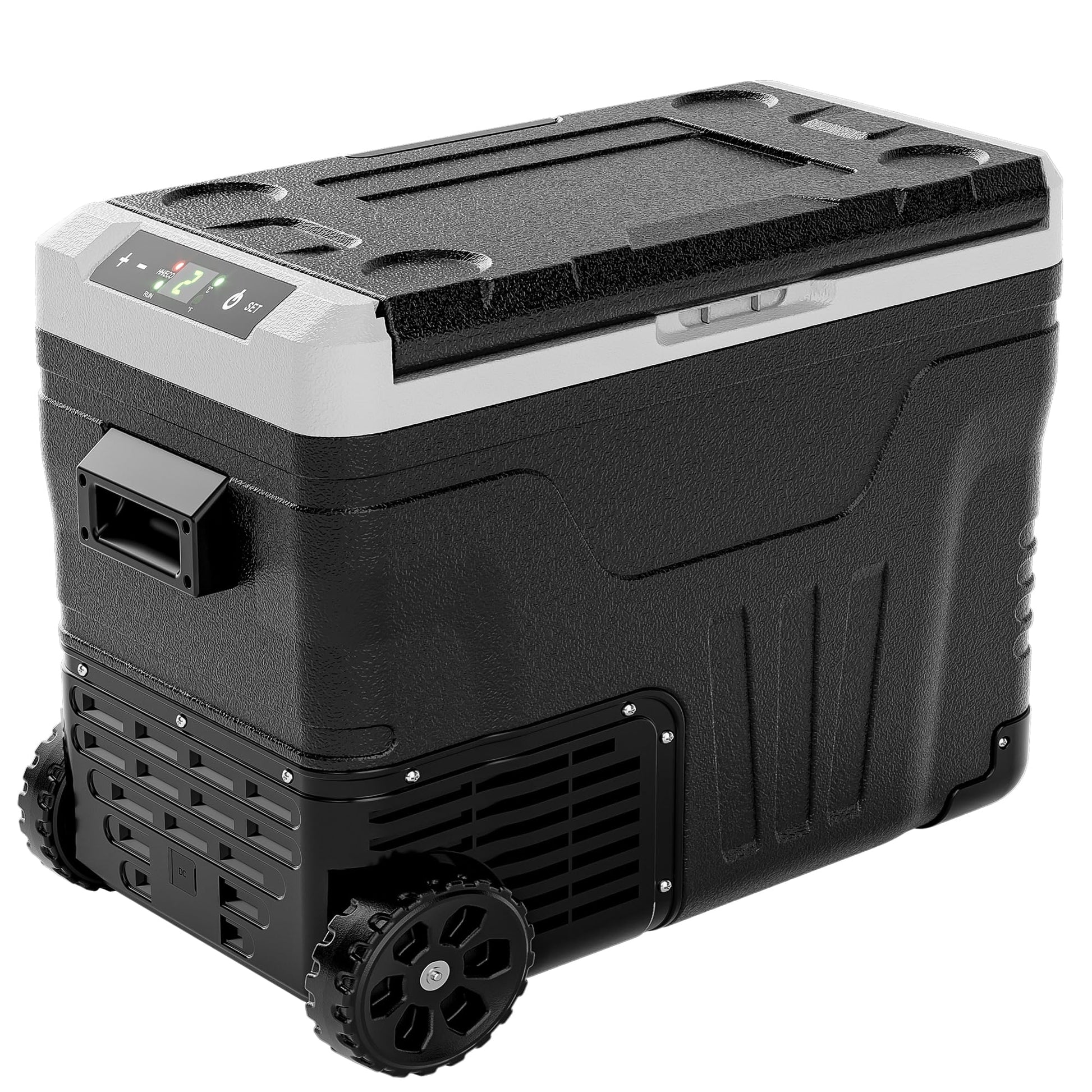 EUHOMY 12 Volt Refrigerator, 53QT(50L) Electric Cooler, Portable Freezer 12V/24V DC 110-240V AC, 12V Fridge -4℉~68℉, 12V Cooler with Wheels & 2 Baskets for Travel, Truck, Boat, Camping - CookCave