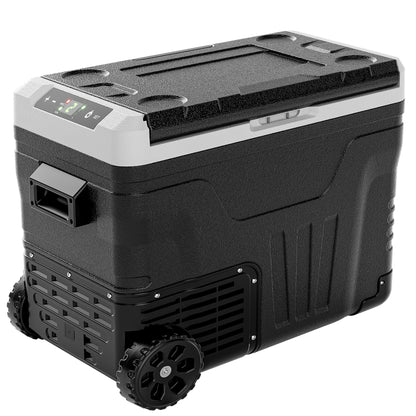 EUHOMY 12 Volt Refrigerator, 53QT(50L) Electric Cooler, Portable Freezer 12V/24V DC 110-240V AC, 12V Fridge -4℉~68℉, 12V Cooler with Wheels & 2 Baskets for Travel, Truck, Boat, Camping - CookCave