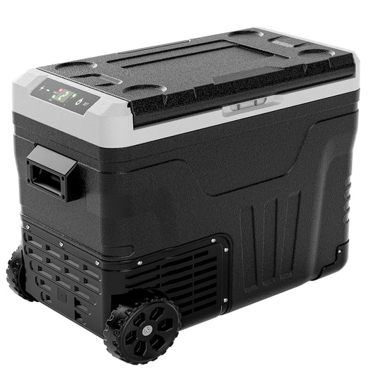 EUHOMY 12 Volt Refrigerator, 53QT(50L) Electric Cooler, Portable Freezer 12V/24V DC 110-240V AC, 12V Fridge -4℉~68℉, 12V Cooler with Wheels & 2 Baskets for Travel, Truck, Boat, Camping - CookCave