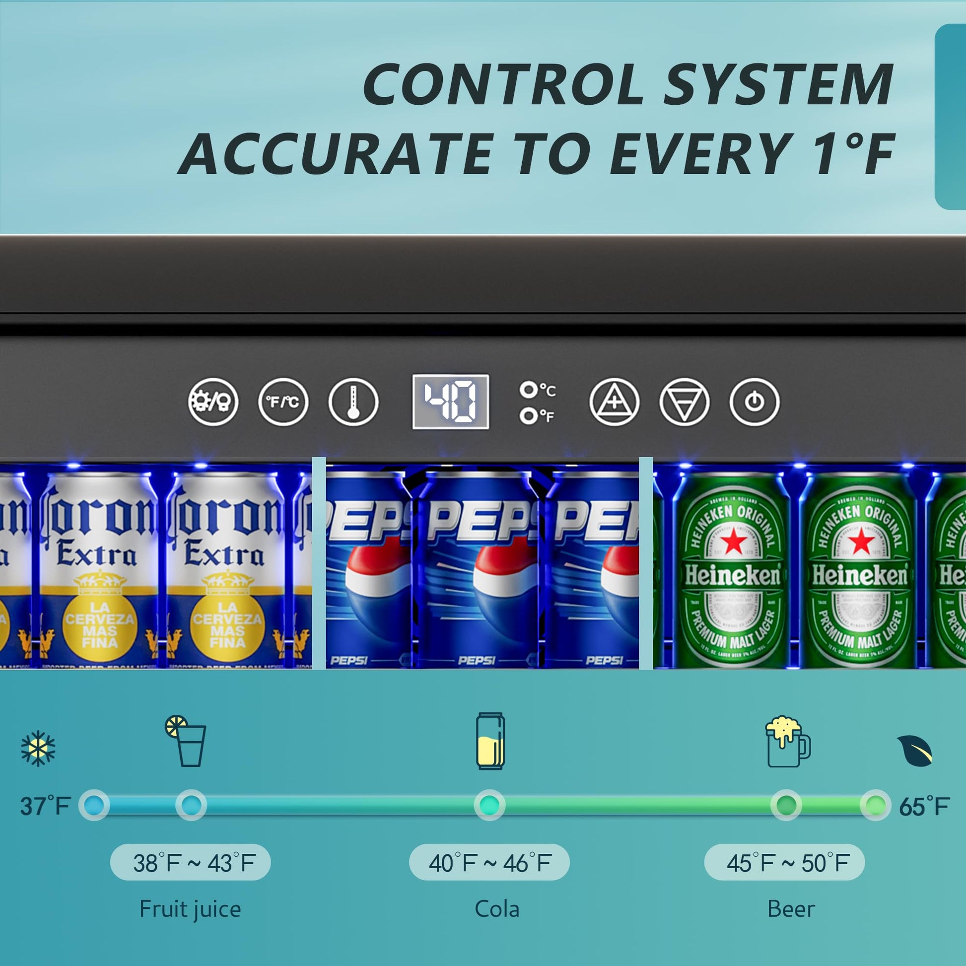 EUHOMY 24 Inch Beverage Refrigerator, Built-in and Freestanding Beverage Cooler 180 Can, Under Counter Beverage Fridge with Stainless Steel Door, Outdoor Refrigerator for Soda, Beer, Wine - CookCave