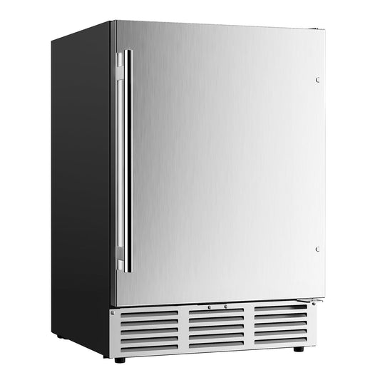 EUHOMY 24 Inch Beverage Refrigerator, Built-in and Freestanding Beverage Cooler 180 Can, Under Counter Beverage Fridge with Stainless Steel Door, Outdoor Refrigerator for Soda, Beer, Wine - CookCave