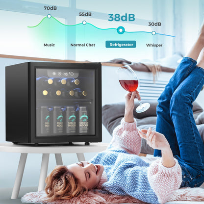 EUHOMY 48 Can Beverage Refrigerator cooler-Mini Fridge Glass Door for Beer Drinks Wines, Countertop Beverage Fridge with Adjustable Shelves Blue LED for Home/Office/Dorm/Bar, 1.3 cu.ft - CookCave