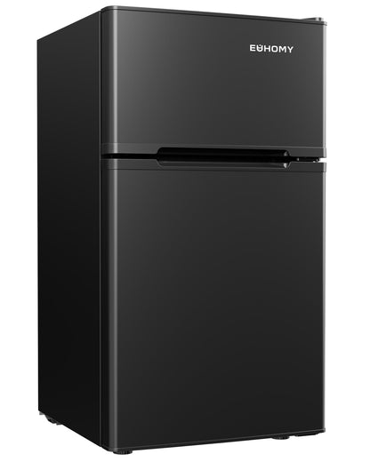 EUHOMY Mini Fridge with Freezer, 3.2 Cu.Ft Mini Refrigerator, Dorm Fridge with 2 Door For Bedroom/Apartment/Office-Food Storage Cooling Drink, Black - CookCave