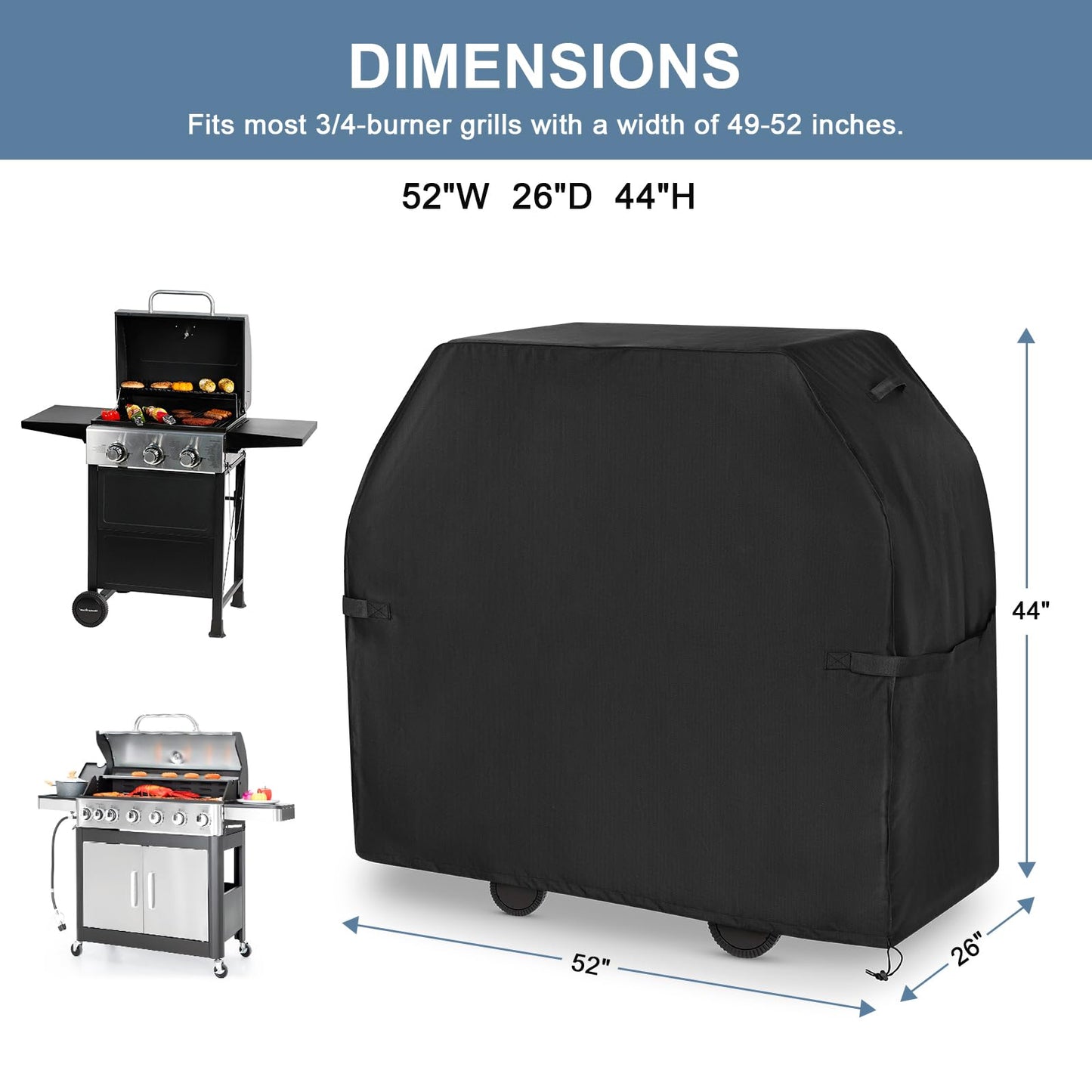 EVLIQUIL Grill Cover for Outdoor Grill,BBQ Gas Grill Cover 52 Inch,Heavy Duty Waterproof UV & Fade Resistant Barbecue Cover Fit for Weber Char-Broil Nexgrill Brinkmann and More Outside(Black). - CookCave