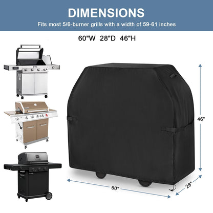 EVLIQUIL Grill Cover for Outdoor Grill,BBQ Gas Grill Cover 60 Inch,Heavy Duty Waterproof UV & Fade Resistant Barbecue Cover with Hook-and-Loop Straps & Adjustable Hem Drawstring Outside(Black). - CookCave