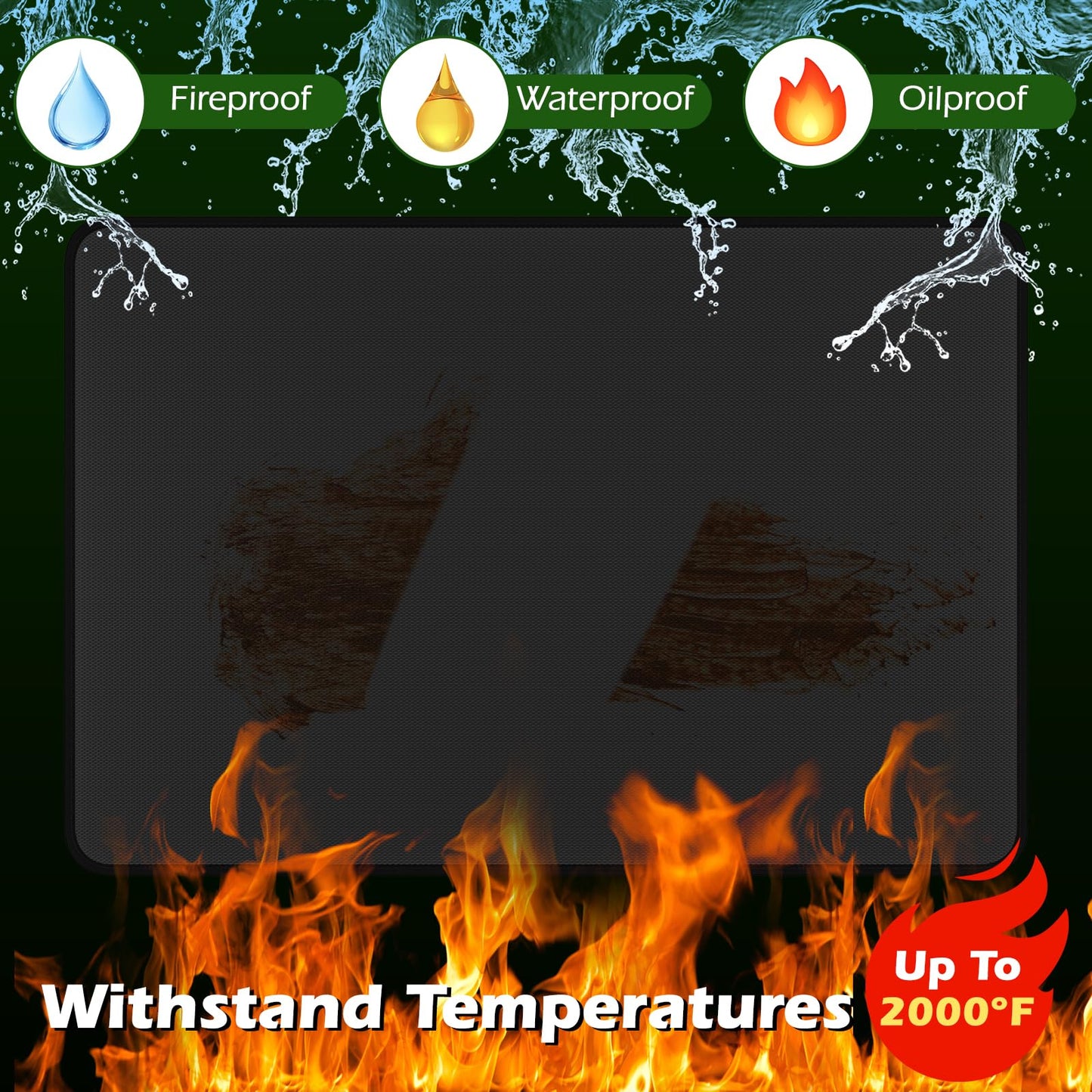 EWFEN Large Under Grill Mat 76 x 52 inches for Outdoor Grill, Double-Sided Fireproof Deck and Patio Protector Mat, Indoor Fireplace/Fire Pit Mat, Oil-Proof Waterproof BBQ Protector Mat - CookCave