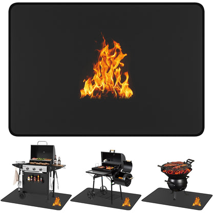 EWFEN Large Under Grill Mat 76 x 52 inches for Outdoor Grill, Double-Sided Fireproof Deck and Patio Protector Mat, Indoor Fireplace/Fire Pit Mat, Oil-Proof Waterproof BBQ Protector Mat - CookCave