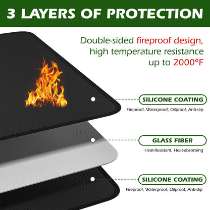 EWFEN Large Under Grill Mat 76 x 52 inches for Outdoor Grill, Double-Sided Fireproof Deck and Patio Protector Mat, Indoor Fireplace/Fire Pit Mat, Oil-Proof Waterproof BBQ Protector Mat - CookCave