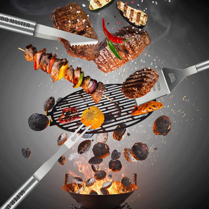 Fathers Day Dad Gifts from Daughter Son 19Pcs BBQ Grill Tools Set with Apron Portable Bag Heavy Duty Stainless Steel Grilling Utensils Barbecue Accessories for Papa Birthday Present Summer Backyard - CookCave