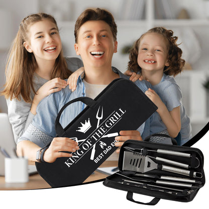 Fathers Day Dad Gifts from Daughter Son 19Pcs BBQ Grill Tools Set with Apron Portable Bag Heavy Duty Stainless Steel Grilling Utensils Barbecue Accessories for Papa Birthday Present Summer Backyard - CookCave