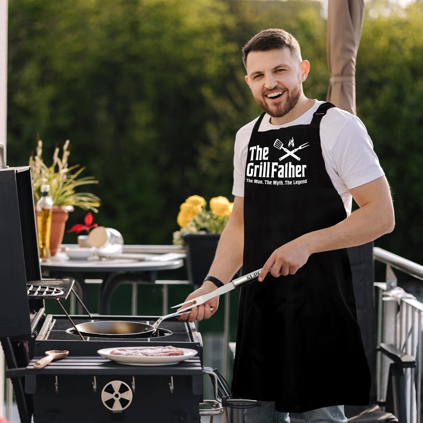 Fathers Day Dad Gifts from Daughter Son 19Pcs BBQ Grill Tools Set with Apron Portable Bag Heavy Duty Stainless Steel Grilling Utensils Barbecue Accessories for Papa Birthday Present Summer Backyard - CookCave