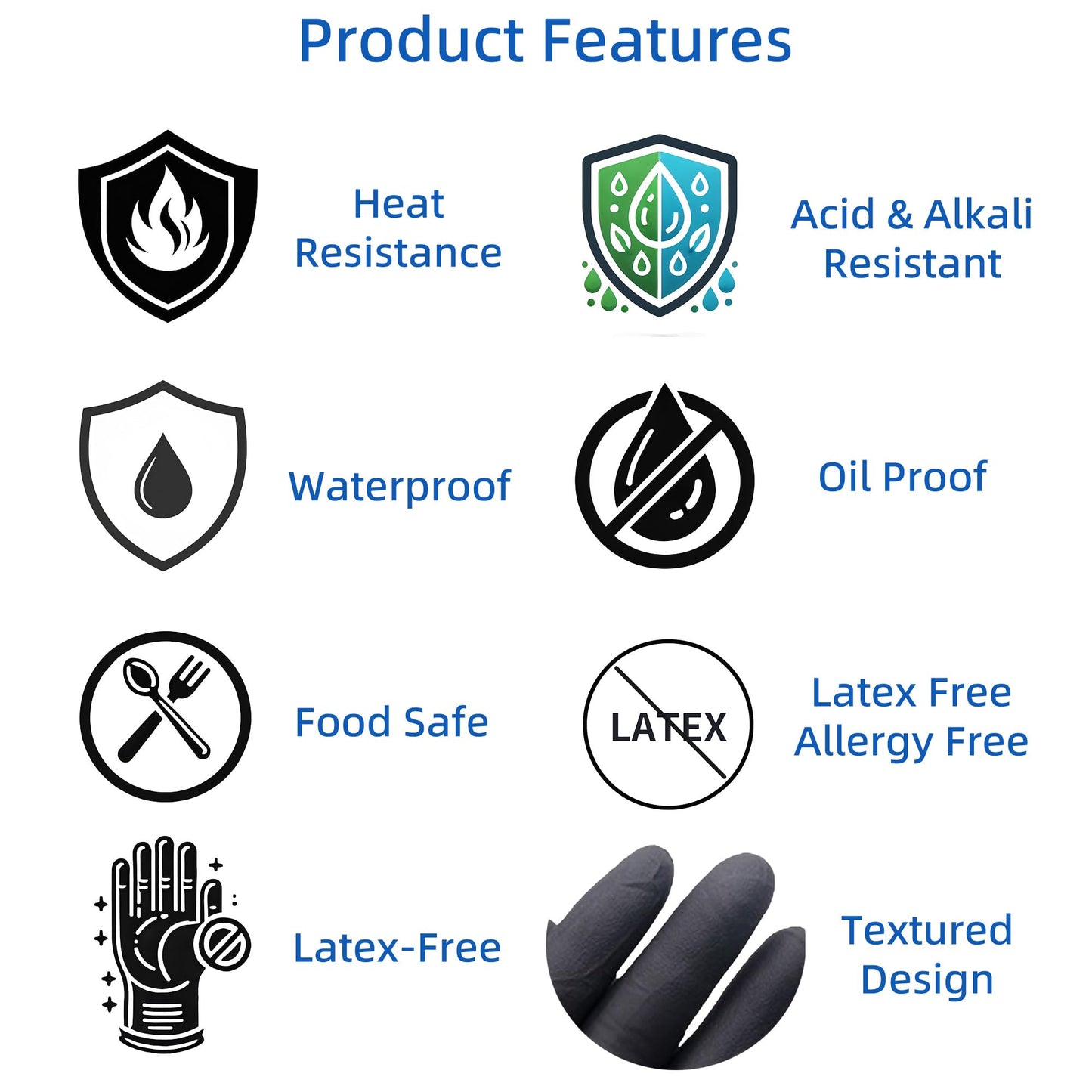 FayLongSky BBQ Gloves (Large) - 4 Cotton Liners & 100 Nitrile Disposable Gloves, Heat Resistant, Food-Safe for Grilling, Cooking, and Smoker Accessories - CookCave