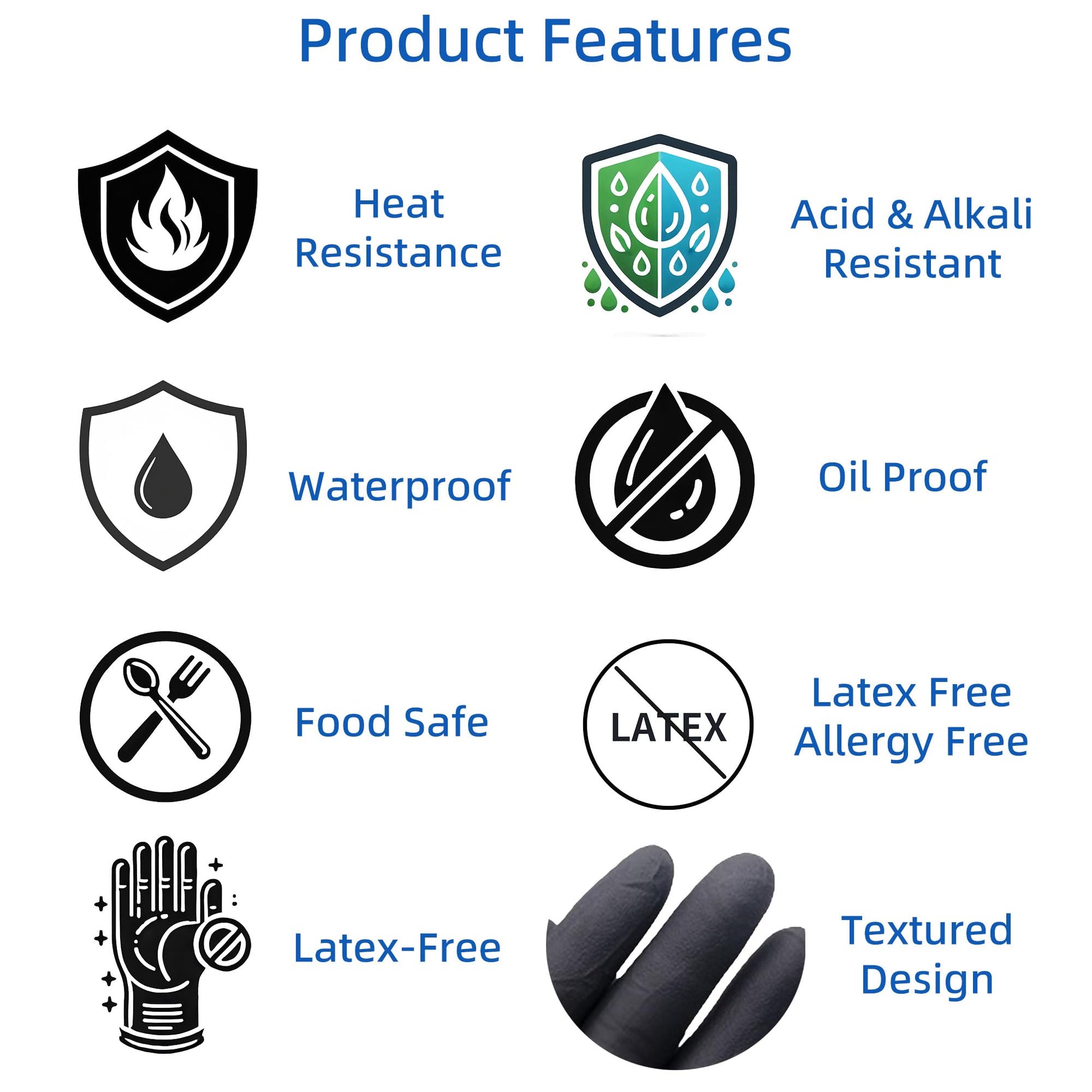 FayLongSky BBQ Gloves (Large) - 4 Cotton Liners & 100 Nitrile Disposable Gloves, Heat Resistant, Food-Safe for Grilling, Cooking, and Smoker Accessories - CookCave