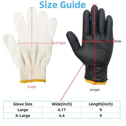 FayLongSky BBQ Gloves (Large) - 4 Cotton Liners & 100 Nitrile Disposable Gloves, Heat Resistant, Food-Safe for Grilling, Cooking, and Smoker Accessories - CookCave