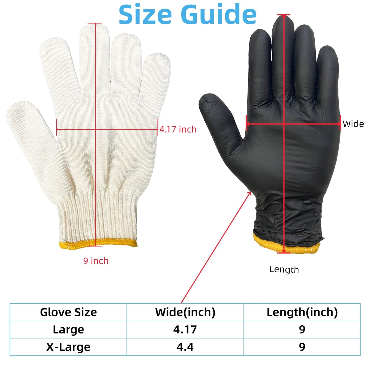 FayLongSky BBQ Gloves(Size Large) 2 Heat Resistant Washable Cotton Liners & 50 Nitrile Food Prep Gloves Disposable for Hot Food, Cooking, Barbecue Smoker, BBQ Accessories, grilling Accessories - CookCave