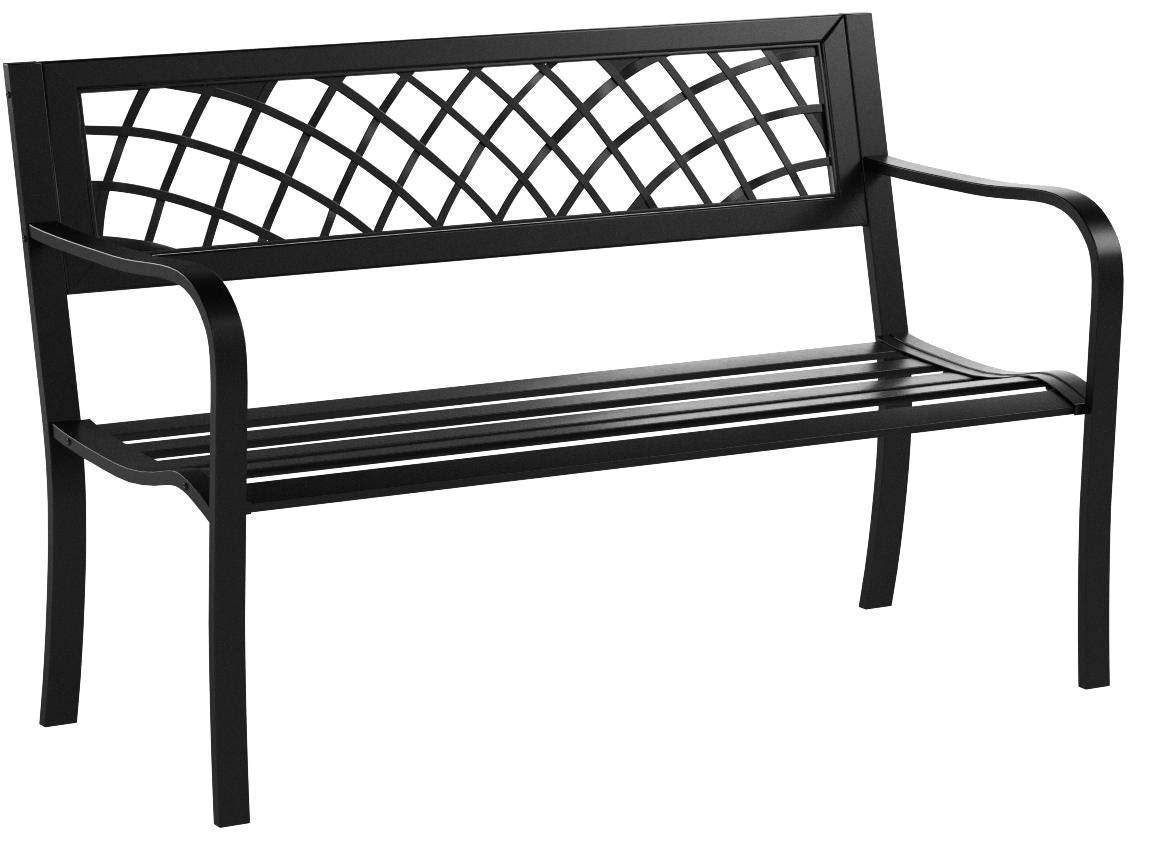 FDW Garden Bench Outdoor Bench with Plastic Backrest for Patio Metal Bench Park Bench or Yard Porch Clearance Work Entryway - CookCave
