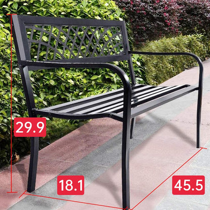 FDW Garden Bench Outdoor Bench with Plastic Backrest for Patio Metal Bench Park Bench or Yard Porch Clearance Work Entryway - CookCave