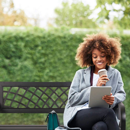 FDW Garden Bench Outdoor Bench with Plastic Backrest for Patio Metal Bench Park Bench or Yard Porch Clearance Work Entryway - CookCave