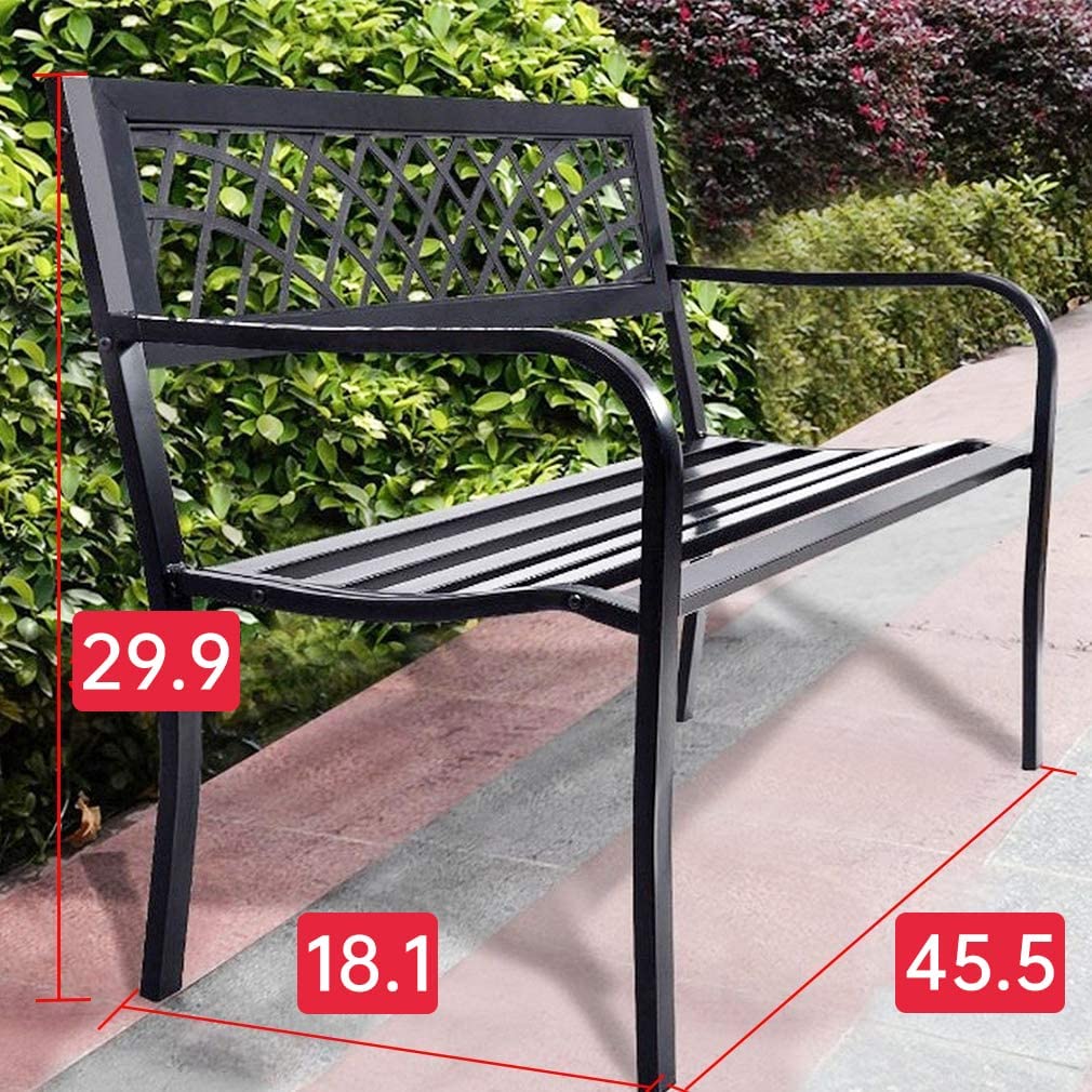 FDW Garden Bench Outdoor Bench with Plastic Backrest for Patio Metal Bench Park Bench or Yard Porch Clearance Work Entryway - CookCave