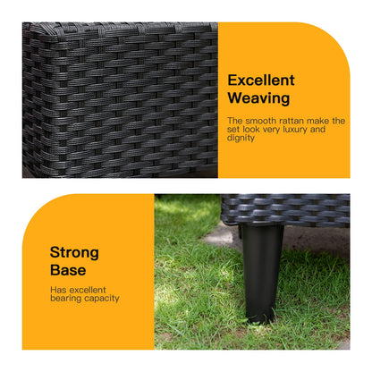 FDW Outdoor Sectional Rattan Chair Wicker Conversation Set Sofas, 5-Piece, Khaki - CookCave