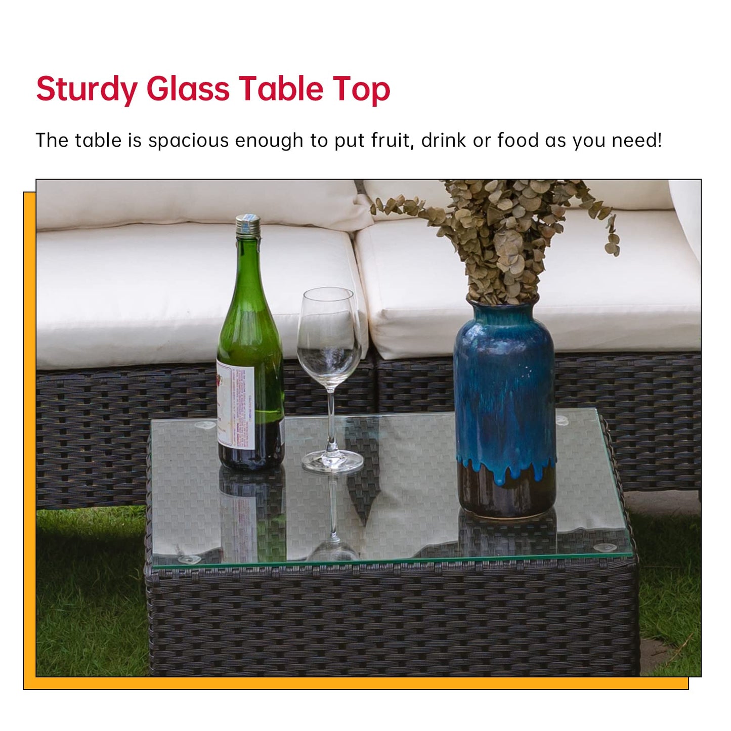 FDW Outdoor Sectional Rattan Chair Wicker Conversation Set Sofas, 5-Piece, Khaki - CookCave