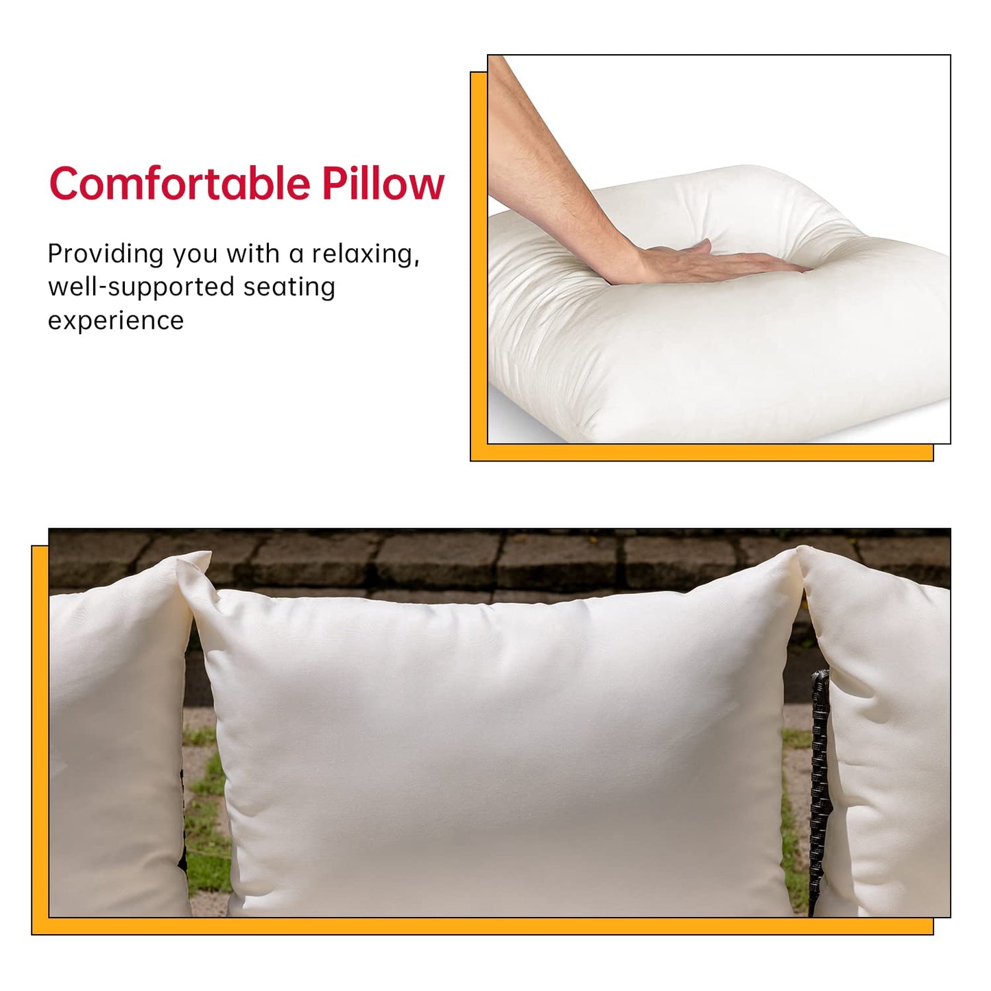 FDW Outdoor Sectional Rattan Chair Wicker Conversation Set Sofas, 5-Piece, Khaki - CookCave