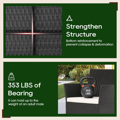 FDW Patio Furniture Set 4 Pieces Outdoor Rattan Chair Wicker Sofa Garden Conversation Bistro Sets for Yard,Pool or Backyard - CookCave