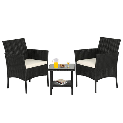 FDW Wicker Outdoor Furniture Patio Furniture Set of 3 Rattan Patio Chairs Outdoor Chairs Patio Conversation Set with Coffee Table for Yard Backyard Lawn Porch Poolside Balcony,Black - CookCave