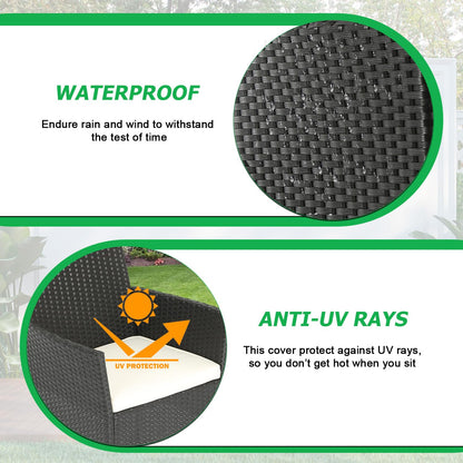 FDW Wicker Outdoor Furniture Patio Furniture Set of 3 Rattan Patio Chairs Outdoor Chairs Patio Conversation Set with Coffee Table for Yard Backyard Lawn Porch Poolside Balcony,Black - CookCave